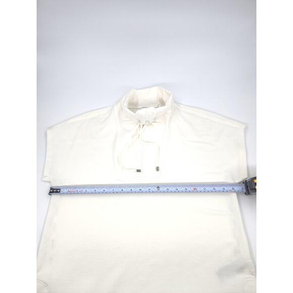 Calvin Klein White Half Zip Blouse Mock Neck Drawstring Top Size S - Picture 5 of 6